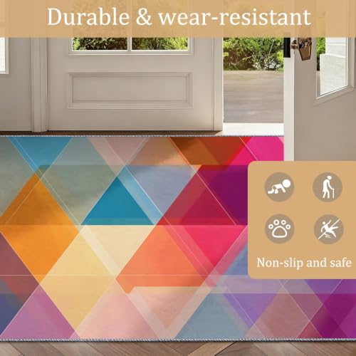 Tapis lavable 80x150 cm géométrique moderne antidérapant multicolore - 5