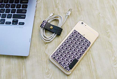 Image of Tainada Stick-On Phone Wallet, Multi-Card Holder & Stand (Geometric Black)