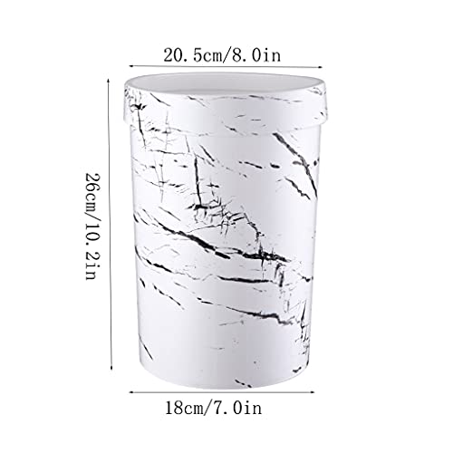 Vuilnisbakken Nordic stijl ronde imitatie marmeren patroon huishoudelijke druk ring prullenbak creatieve woonkamer… - Image 3