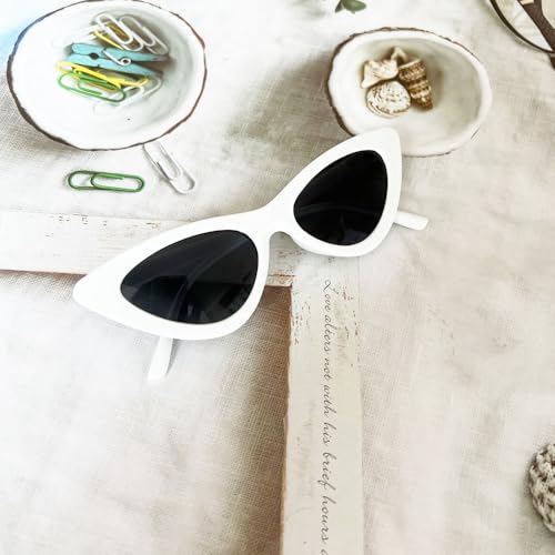 Ridering Retro Small Narrow Vintage Cat Eye Sunglasses for Women Plastic Frame UV400 Protection Retro Sunglasses 6