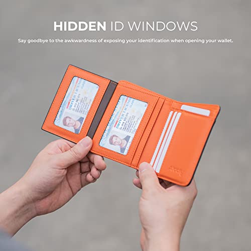 Alldaily RFID Credit Card Wallet for Men Small Bifold Front Pocket Wallet with 2 ID Windows (Black & Orange)3
