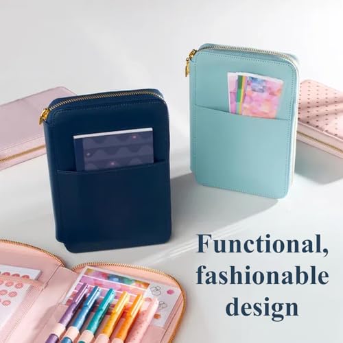 Image of Ultimate Planny Pack - Planner Accessory Pouch. Inside Pockets and Extended Metal Zipper. Elastic Band to Secure Around Planner. Vegan Leather Organizer by Erin Condren