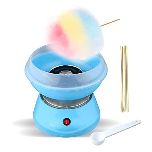 Cotton Candy Machine for Kids, Nostalgia Vintage Classic Cotton Candy Maker for Birthday Family Party Gift, with Sugar Spoon and 10 Bamboo Sticks (Blue)