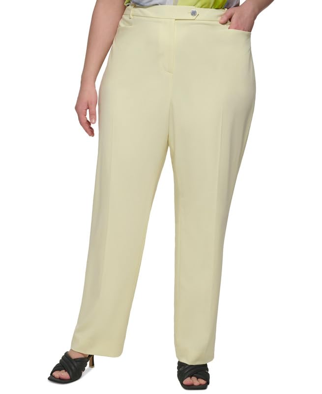 Calvin Klein Women's Plus Size Lux Modern-Fit Straight-Leg Pants (Endive, 16W)