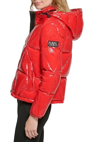 Karl Lagerfeld Paris Women's Glossy Rain Wear Short Puffer3