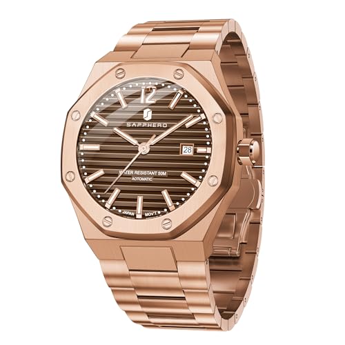 Image of BY BENYAR SAPPHERO Watches for Men 100M Waterproof Chronograph Mens Watch Analog Quartz Movement Wrist Watch Stainless Steel&Leather Strap