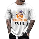 Camiseta de Halloween para hombre con divertido texto en inglés 'Halloween Cutie' - Camiseta de fiesta de manga corta con gráfico de calabaza | Cómoda camiseta de algodón para la temporada de otoño