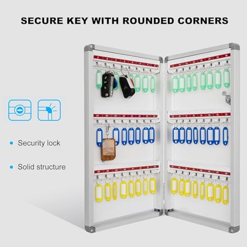 Armoire à clés Murale sécurisée avec Porte-clés et étiquette, idéale pour Les écoles, Les Bureaux, Les hôtels et Les banques. Design élégant et Gain de Place.
