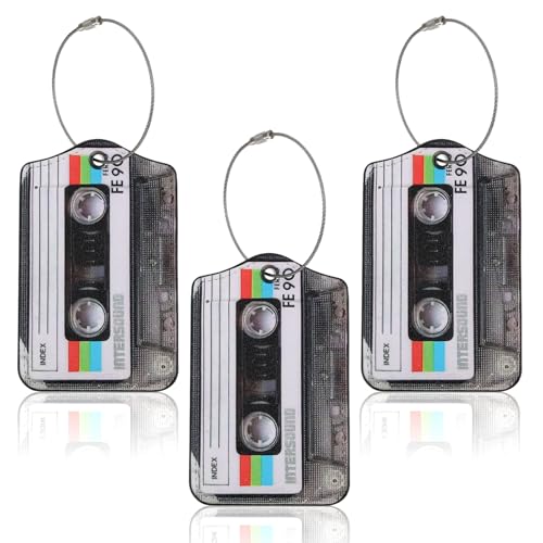 Guduling 3pcs Baggage Tags, Novelty Luggage Tags, Tape Box Tag for Luggages, Leather Funny suitcases Tag Boarding Pass for Women & Men