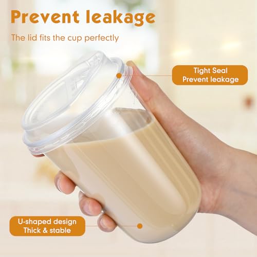 25 Sets 16oz Clear Plastic Cups with Lids - image 4