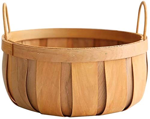 Corbeille de fruits Fait à la main des copeaux de bois ronde Corbeille de fruits tissé corbeille à pain panier de stockage Fruit Basket Snack Assiette de fruits (Color : L)