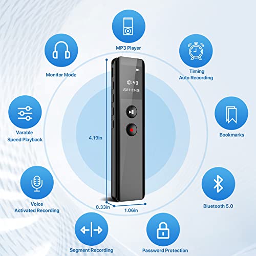 64Gb Digital Voice Recorder, Audio Recording Device With Playback, 3072Kbps Noise-Free Voice Activated Recorder With Password, Bluetooth, Dictaphone Recorder For Lectures Meetings And Interviews #TOP6