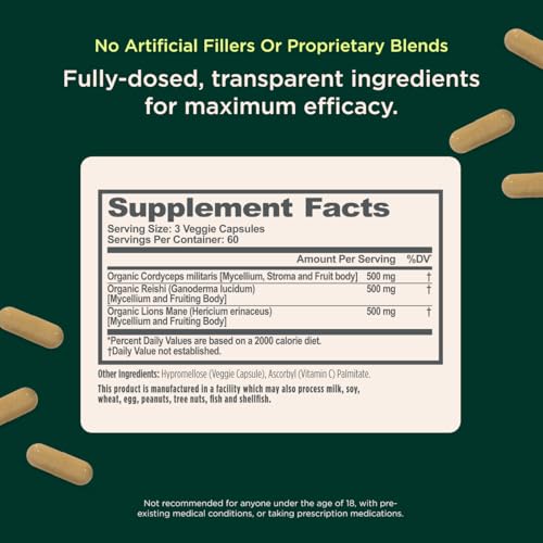 Genius Mushroom Supplement - Full-Spectrum Lion’s Mane, Cordyceps, Reishi -Daily Brain Nootropic for Energy, Focus, Memory & Overall Wellness - 180 Capsules – Organic for Mental Clarity & Performance - Image 5