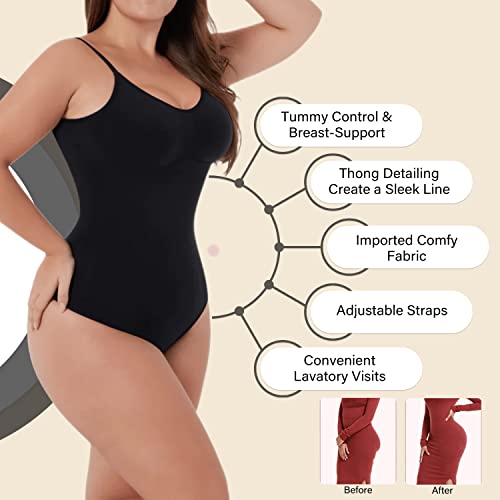 Bodysuit For Women - Tummy Control Shapewear Low Back | Sculpting Body Shaper Thong Dupes Shaping Leotard Tops #TOP2