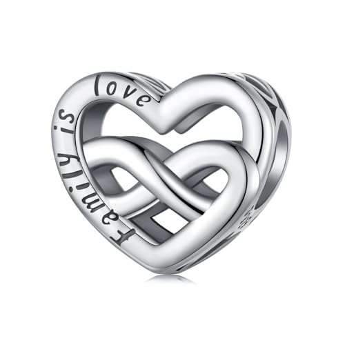 Colgante de amor infinito para pulseras Pandora, plata de ley 925, colgante de corazón perpetuo para mujeres, No es una piedra preciosa