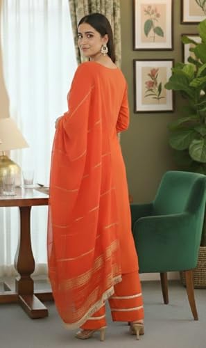 Image of GRECIILOOKS Kurta Sets for Woman | Kurti Set | Women's 3 Piece Dupatta Set | Silk Cotton Kurta Sets for Woman | Elegant Suit Set for Women Cotton | Women Kurta with Dupatta Cotton
