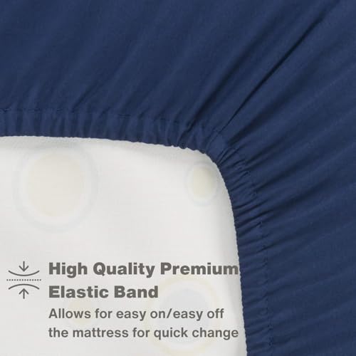 Image of Everyday Kids Fitted Crib Sheet, 100% Soft Breathable Microfiber Baby Sheet, Fits Standard Size Crib Mattress 28in x 52in, Navy Nursery Sheet