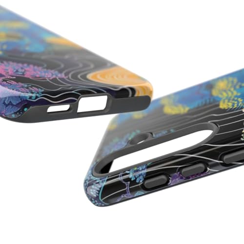 Coque Samsung S25 résistante brillante bleu avec motif abstrait nature - 3