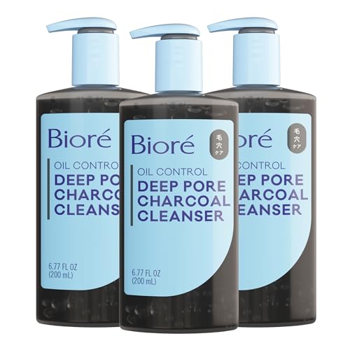 Biore Deep Pore Charcoal Face Wash, Daily Facial Cleanser for Dirt & Makeup Removal, for Oily Skin...