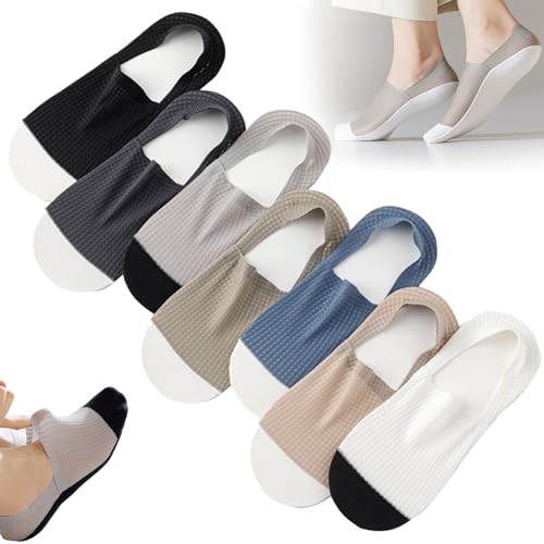 7 Pairs Men High End Ice Silk Mesh Socks Invisible Non Slip Breathable Boat Socks Ultra Thin Cool Liners Socks