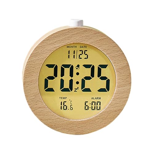 Reloj digital de escritorio | Reloj digital retro de madera, reloj de madera con repetición y luz nocturna, reloj despertador alimentado por pilas para el hogar
