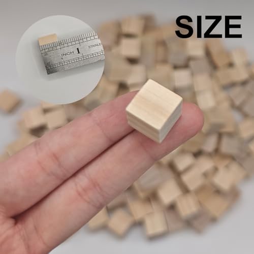MUXGOA 200 Pcs Unfinished Wood Cubes,1/2 inch Wooden Blocks for Crafting,Small Wood Cubes for Crafts Making & DIY Projects & Decor - Thumbnail 2