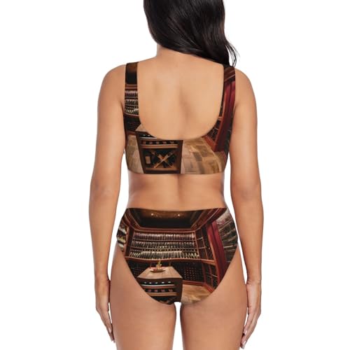 Maillot de bain 2 pièces effet cave vin rouge bikini triangle