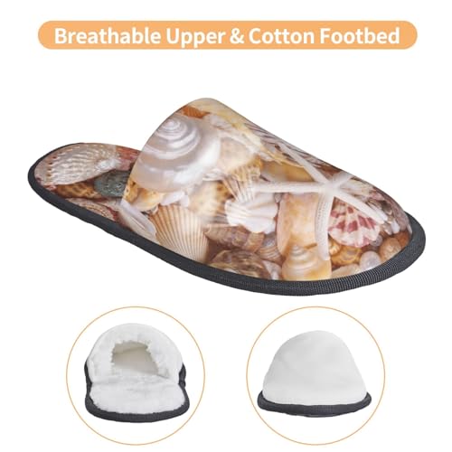 Colorful Seashells Print Women Slippers Home Furry Shoes Keep Men Couples Shoes Warm For Women-4