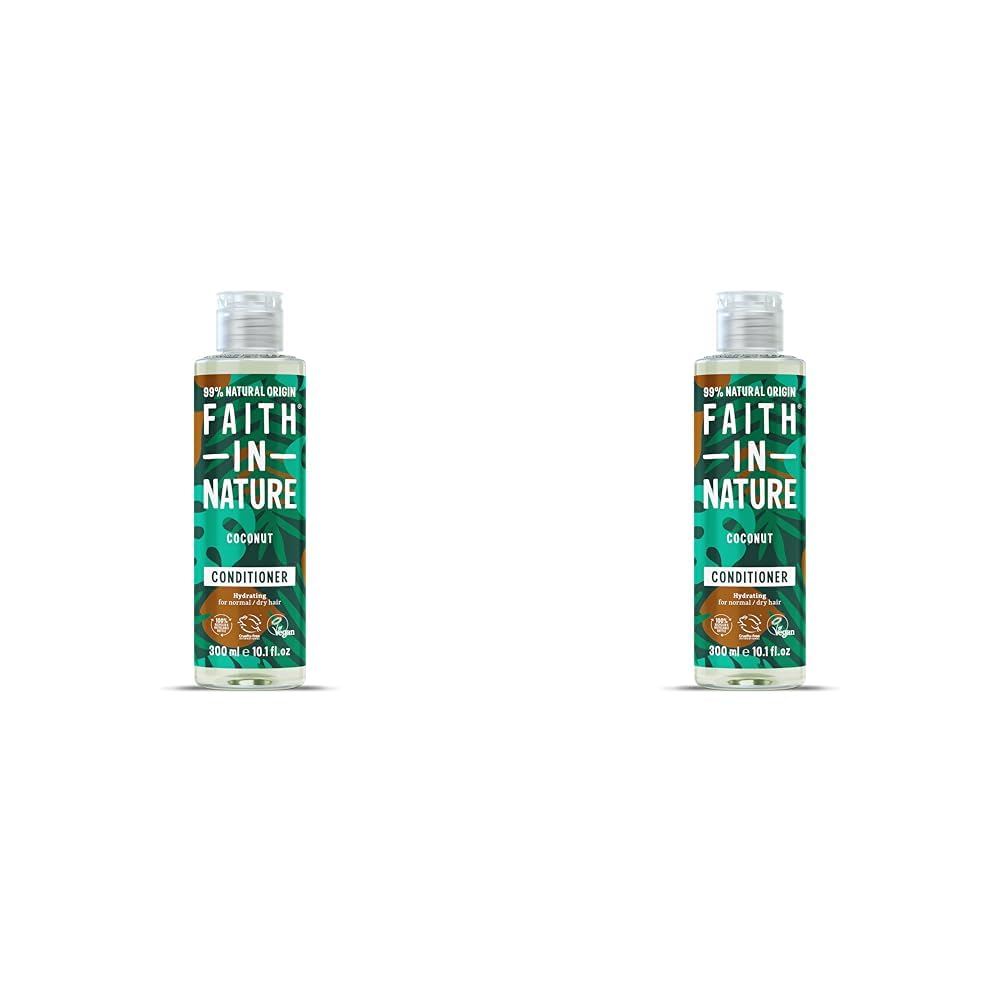 Faith In Nature 300ml Natural Coconut Conditioner, Hydrating, Vegan & Cruelty Free, No SLS or Parabens, For Normal to Dry Hair (Pack of 2)