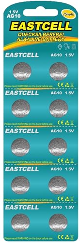 EASTCELL LR1130 AG10 Knopfzellen 1 5V 10 Stück Alkaline Batterie für Uhren Taschenrechner Spielzeug & Elektronik ersetzt LR54 389A