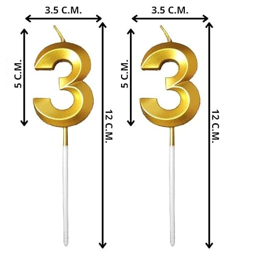 Image of ToyUniverse Number 33 Metallic Gold Candle for 33rd Birthday, Anniversary & Surprise Parties (Pack of 2)