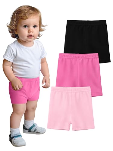 Image of YERIOK 3 Pack Cotton Baby Girls Shorts Toddler Biker Bike Cartwheel Under Shorts for Baby Girl Clothes