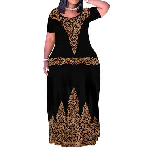Image of PinkPatty Plus Size Maxi Dress for Women Summer Casual Short Sleeve Tshirt Dresses with Pockets (XL-6XL)