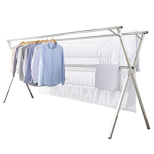 GISSAR Stendibiancheria, stendibiancheria pieghevole,stendibiancheria in acciaio inox per uso domestico interno ed esterno, facile da riporre vestiti, 2,38 metri