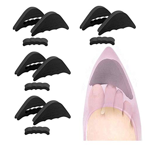 4 Pairs Shoe Filler,Toe Filler & Shoe Inserts to Make Big Shoes Fit,Adjustable Shoe Filler Unisex Shoe Inserts for Men & Women,Pumps,Flats,Sneakers (Black)