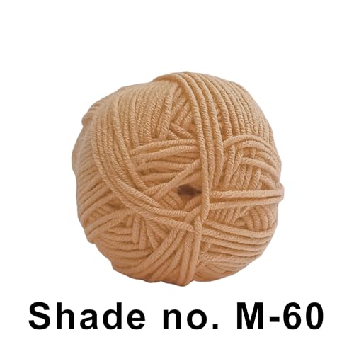 Image of VCR 4ply Brownish Beige Yarn, 100 Grams Hank, 190 Meters Length, Acrylic Ball for Crochet and Knitting, Soft Crosia Threads, Pack of 1 Yarn, Suitable for DIY Crafts