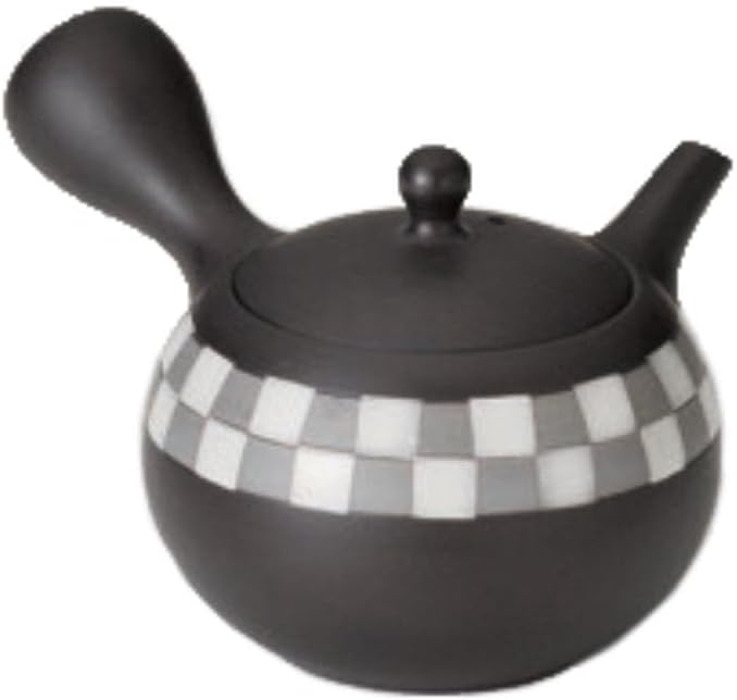 Yamakiikai Y875 Ceramics Holy Black Komaru Checkered Teapot