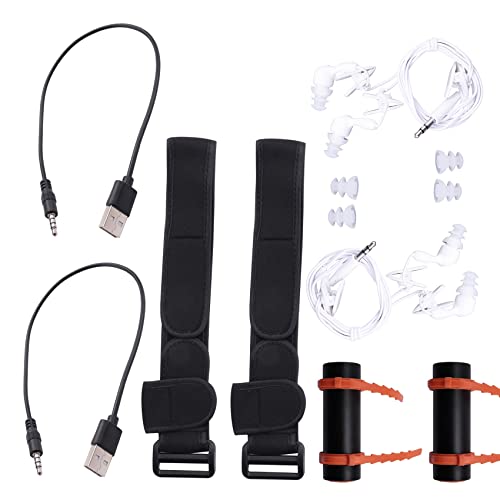 Zhdbchyuu 2X 4GB USB Reproductor de MP3 A Prueba de Agua para Natacion Buceo Surf Negro con Auriculares Radio FM