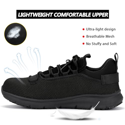 Image of Waterproof Steel Toe Shoes for Men Women Work Shoe Lightweight Safety Sneakers Comfortable Puncture Proof Shoe Zapatos Punta de Acero para Hombres Black