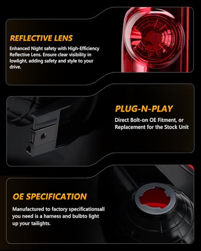 Image of OKLPF Rear Brake Tail Lights Assembly Compatible With 2007 2008 Dodge Ram 1500,2007-2009 Dodge Ram 2500 3500,Replace CH2800165 CH2801165,Not Includes Bulbs,Replacement Red Taillights Assembly
