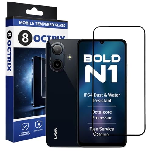 Image of Military-Grade Tempered Glass Screen Protector Compatible for Lava Bold N1 with Edge to Edge Coverage - Case Friendly & Bubble-Free Installation Kit (Pack of 1)