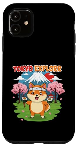Tokyo Explorer Shiba Inu Sushi Japan Cherry Blossom Souvenir Case for iPhone 11