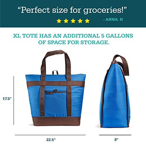 Rachael Ray Jumbo ChillOut Thermal Tote Bag, 10-Gallon Capacity, Insulated Bag, Reusable, Blue