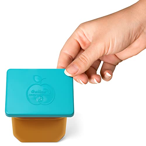 Image of Oodies Baby Food Lids-Blue 3 Pack-Reusable and Dishwasher Safe-BPA Free-Compatible with Gerber Baby Food Containers