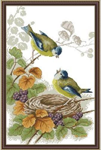 Broderie point de croix oiseau déco salon activité manuelle à la maison