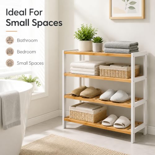 Image of 1ABOVE 4-Tier Shoe Storage Rack | Space-Saving Free-Standing Shoe Organizer | Durable Metal Frame with Open Shelves | Ideal for Entryway, Closet, Bedroom
