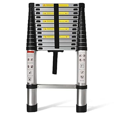 Telescoping Extension Ladder 14.5 FT, Folding Telescopic Aluminum Ladders, Lightweight Collapsible Ladder Step for RV Roof Attic Home, 330 LB Capacity (14.5 FT)