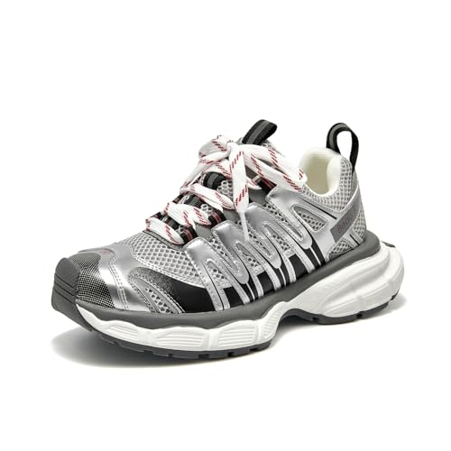 BEAU TODAY Women's Walking Shoes, Chunky Platform Fashion Sneakers for Women, Comfortable Casual Lightweight Lace-up Gym Workout Athletic Tennis Shoes