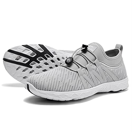 ALEADER Men's Xdrain Slip On Water Shoes for Beach or Swim Aqua Quick Drying Shoes Light Gray 10 D(M) US - Thumbnail 6