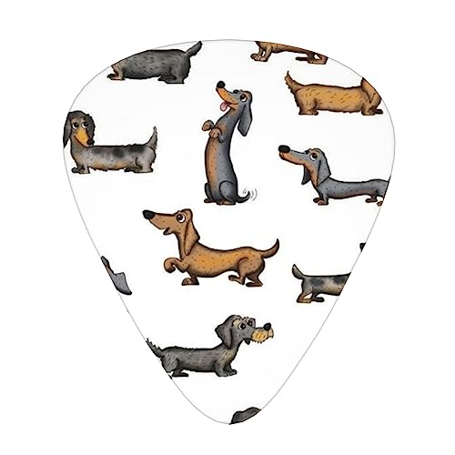 ダックスフント ギターピック Guitar Pick 12枚セット ティアドロップ型 エレキギター/アコースティックギター/クラシックギター/ベース等の練習に最適な12枚セット